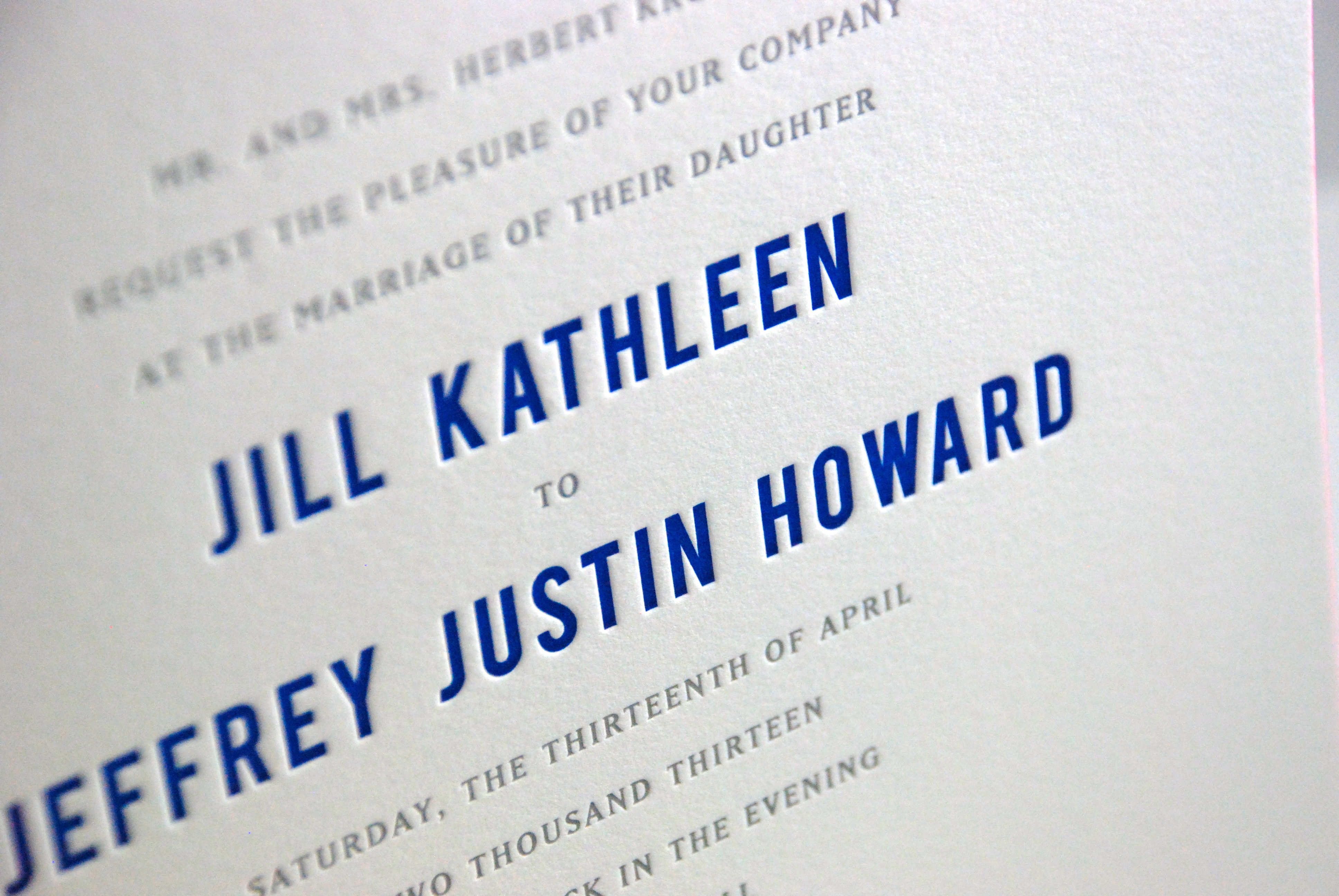 Letterpress printed wedding invitation